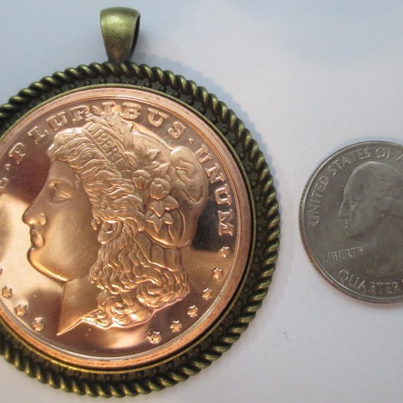 Morgan Dollar 1 Ounce Copper Round Pendant - Picture 2 of 3